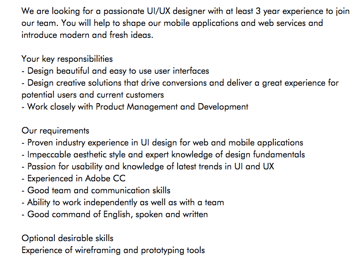 ux cover letter example job description