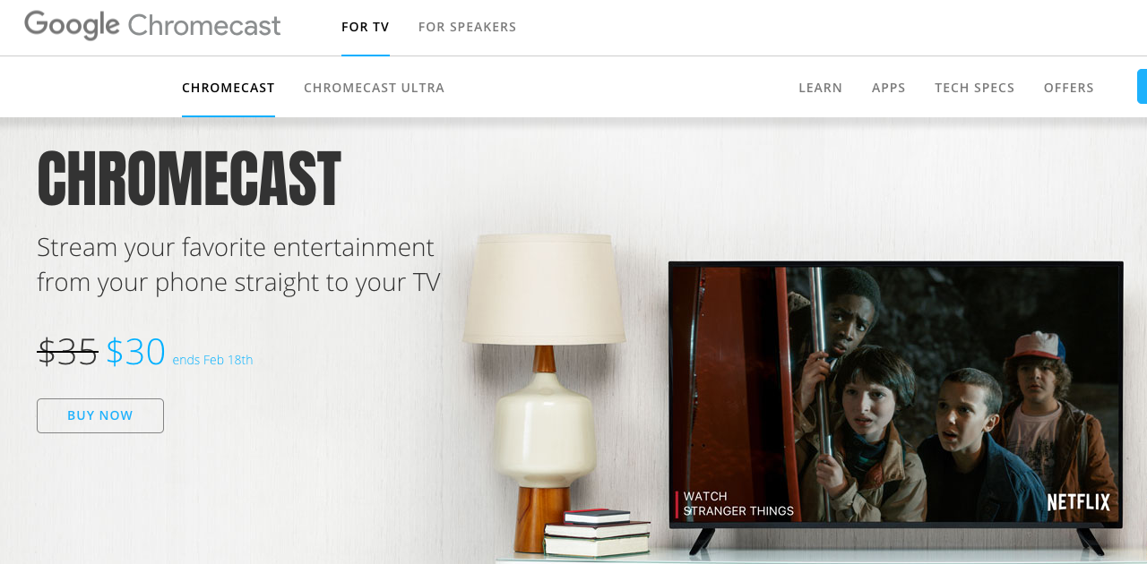 ux conversion centered design - urgency chromecast